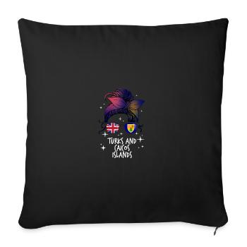 Turks and Caicos Islands - Sofa pillowcase 17,3'' x 17,3'' (45 x 45 cm) - black - Front