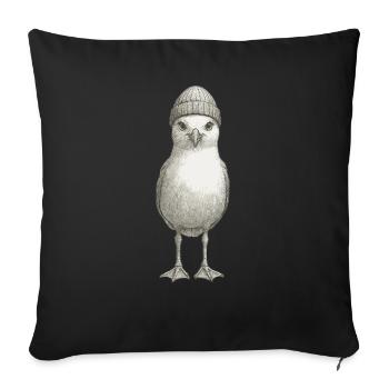 Hamburg North Sea Seagull Beanie Beanie Black White - Sofa pillowcase 17,3'' x 17,3'' (45 x 45 cm) - black - Front