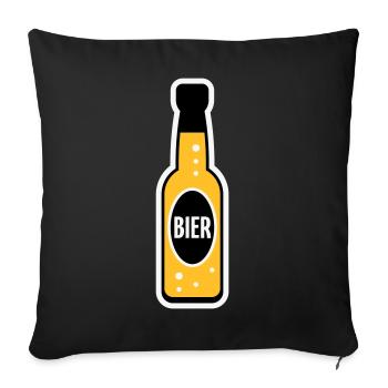 Bierflasche (Bier / Bierchen / NEG 3C) - Sofakissenbezug 45 x 45 cm - Schwarz - Vorne