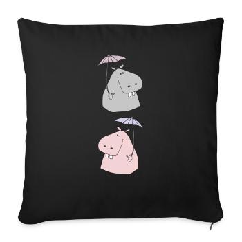 Mr. and Mrs. Nilpferd - Sofa pillowcase 17,3'' x 17,3'' (45 x 45 cm) - black - Front