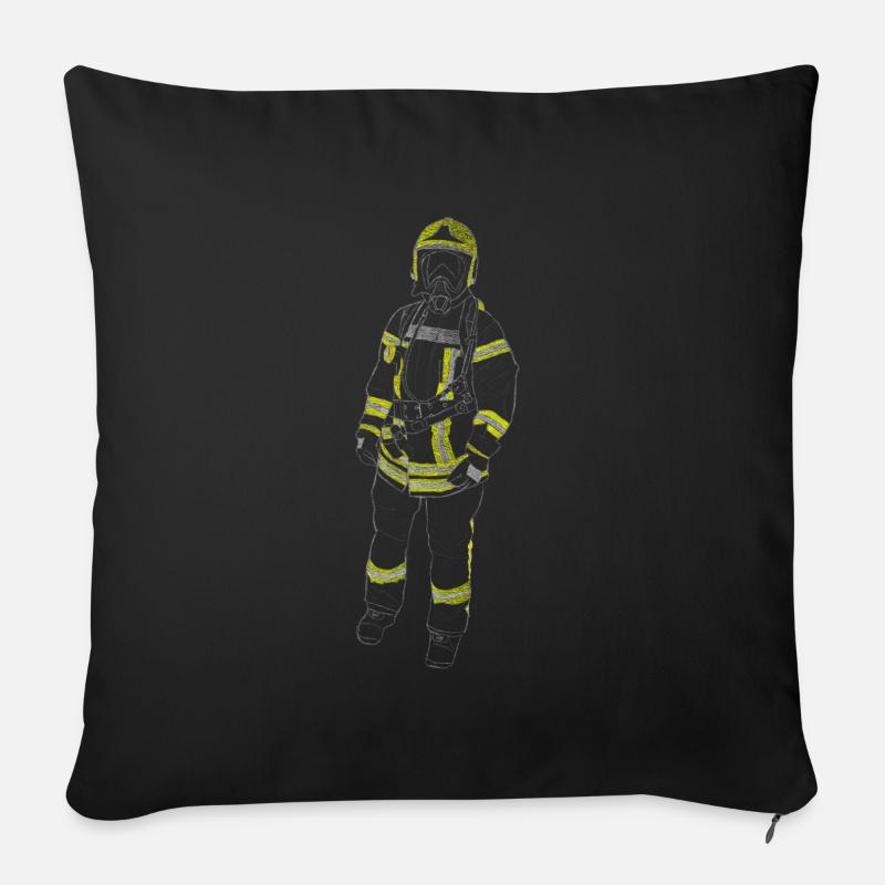 Feuerwehrmann - Wasser marsch! - Sofakissenbezug 45 x 45 cm - Schwarz