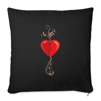 Broken heart - Sofa pillowcase 17,3'' x 17,3'' (45 x 45 cm) - black - Front