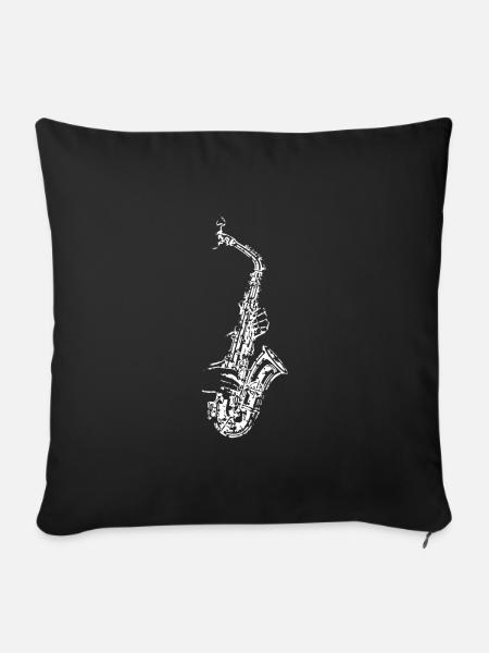 Saxophon Saxophonist Saxofon - Sofakissenbezug 45 x 45 cm - Schwarz