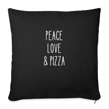 peace love and pizza - Housse de coussin décorative 45 x 45 cm - noir - Devant