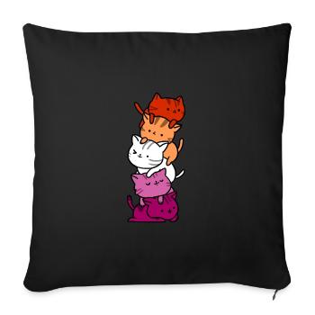 Chats Orange Rose Lesbian Pride - Housse de coussin décorative 45 x 45 cm - noir - Devant