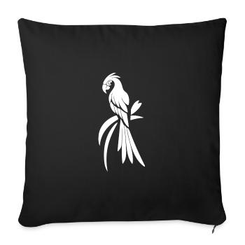 Perroquet Portrait Tatouage Élégant Oiseau Dessin - Housse de coussin décorative 45 x 45 cm - noir - Devant