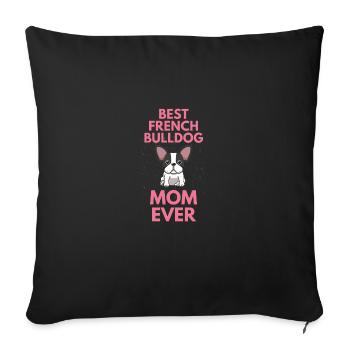 Chiens Maman Fête des Mères Français Bulldog - Housse de coussin décorative 45 x 45 cm - noir - Devant