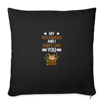 Chinese Animal Funny Gift Red Panda - Sofa pillowcase 17,3'' x 17,3'' (45 x 45 cm) - black - Front