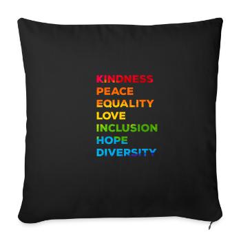 Gentillesse Égalité Amour LGBTQ Arc-en-ciel Fl - Housse de coussin décorative 45 x 45 cm - noir - Devant