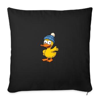 Chapeau de bienvenue canard en caoutchouc jaune - Housse de coussin décorative 45 x 45 cm - noir - Devant