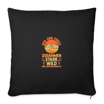 Papi et petite-fille - Housse de coussin décorative 45 x 45 cm - noir - Devant