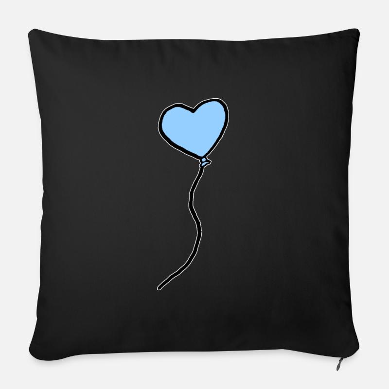 Blauer Herz Luftballon Baby Geschenkidee - Sofakissenbezug 45 x 45 cm - Schwarz