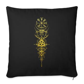 Symbole vegvisir de la mythologie nordique viking - Housse de coussin décorative 45 x 45 cm - noir - Devant