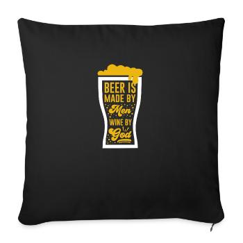 La bière est faite par l’homme, le vin est fait par Dieu - Housse de coussin décorative 45 x 45 cm - noir - Devant