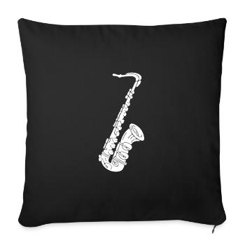 Saxophone - saxophone a woodwind instrument - Sofa pillowcase 17,3'' x 17,3'' (45 x 45 cm) - black - Front