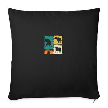 Buffalo Cattle Oxen - Sofa pillowcase 17,3'' x 17,3'' (45 x 45 cm) - black - Front