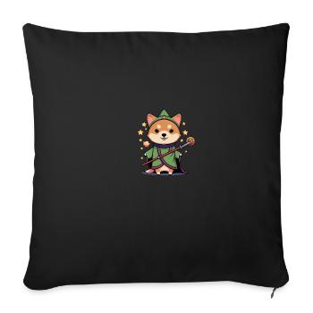 Hund Shiba Inu Fantasy Magier Waldläufer - Sofakissenbezug 45 x 45 cm - Schwarz - Vorne