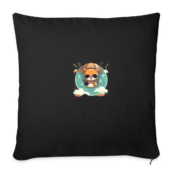 Saut en parachute d'aventure pour chien Shiba Inu - Housse de coussin décorative 45 x 45 cm - noir - Devant