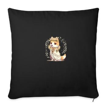Japanese dog Shiba Inu bride with wedding dress - Sofa pillowcase 17,3'' x 17,3'' (45 x 45 cm) - black - Front