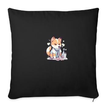 Chien japonais Shiba Inu, infirmière scientifique - Housse de coussin décorative 45 x 45 cm - noir - Devant