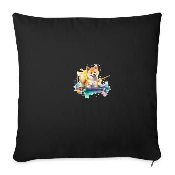 japanisch Hund Shiba Inu Sport Billard Snooker - Sofakissenbezug 45 x 45 cm - Schwarz - Vorne