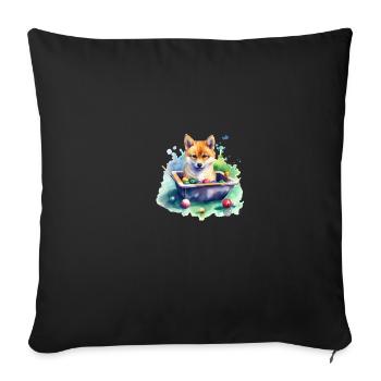 japanisch Hund Shiba Inu Sport Billard Snooker - Sofakissenbezug 45 x 45 cm - Schwarz - Vorne