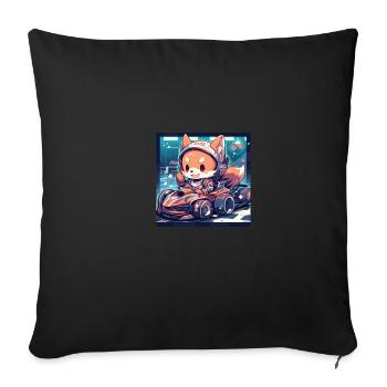 Japanese dog Shiba Inu with helmet and racing car - Sofa pillowcase 17,3'' x 17,3'' (45 x 45 cm) - black - Front