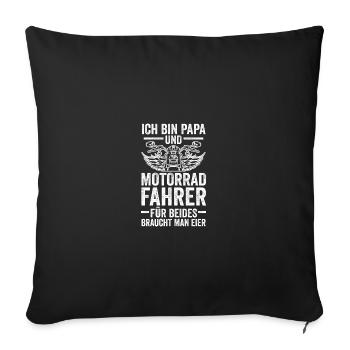 Papa Moto Père Motard - Housse de coussin décorative 45 x 45 cm - noir - Devant
