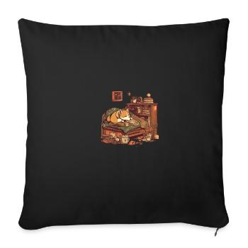 Le chien Shiba Inu dort en lisant - Housse de coussin décorative 45 x 45 cm - noir - Devant