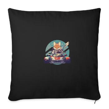 japanisch Hund Shiba Inu Auto Rennsport Rennfahrer - Sofakissenbezug 45 x 45 cm - Schwarz - Vorne