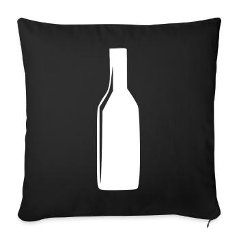 Bouteille de vin Bouteille de vin Cadeau Buveur de vin - Housse de coussin décorative 45 x 45 cm - noir - Devant