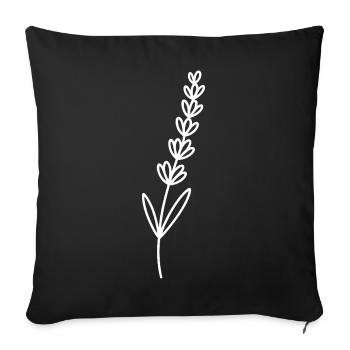 Lavendellinien: Minimalistische Blüten - Sofakissenbezug 45 x 45 cm - Schwarz - Vorne
