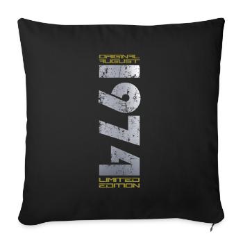 50e anniversaire Original août 1974 Né en 1974 - Housse de coussin décorative 45 x 45 cm - noir - Devant