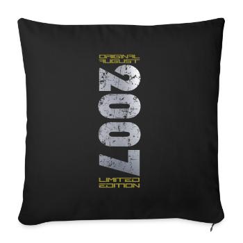 17ème Anniversaire Original Août 2007 Millésime 2007 - Housse de coussin décorative 45 x 45 cm - noir - Devant