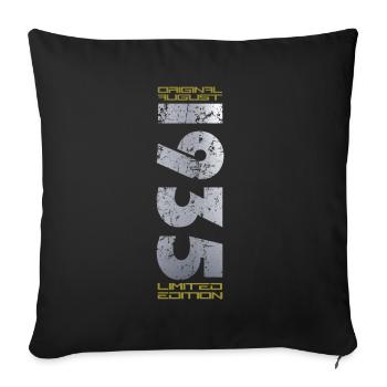 90th Birthday Original August 1935 Vintage 1935 - Sofa pillowcase 17,3'' x 17,3'' (45 x 45 cm) - black - Front