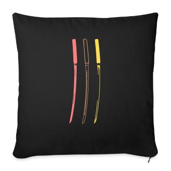 Shirasaya katana trois couleurs retro Ronin épée - Housse de coussin décorative 45 x 45 cm - noir - Devant