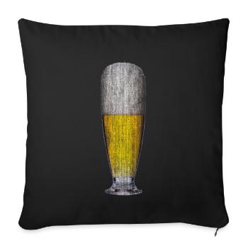 Bier retro look retrolook Schaumkrone - Sofakissenbezug 45 x 45 cm - Schwarz - Vorne