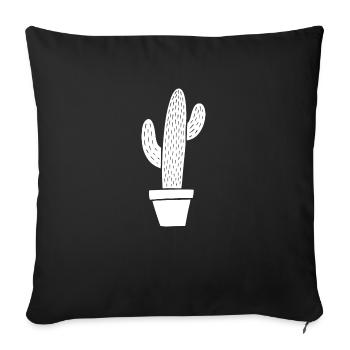 Cactus in pot - Sofa pillowcase 17,3'' x 17,3'' (45 x 45 cm) - black - Front