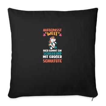 Licorne Sortie de la garderie Enfant de la rentrée scolaire Einsch - Housse de coussin décorative 45 x 45 cm - noir - Devant