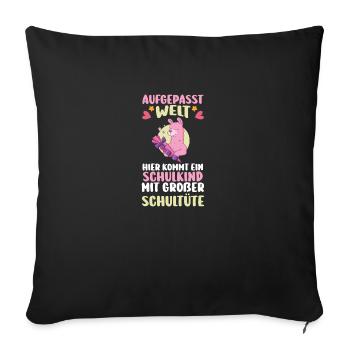 Kindergarten Graduates Back to School School Child Lama Enrollment - Sofa pillowcase 17,3'' x 17,3'' (45 x 45 cm) - black - Front