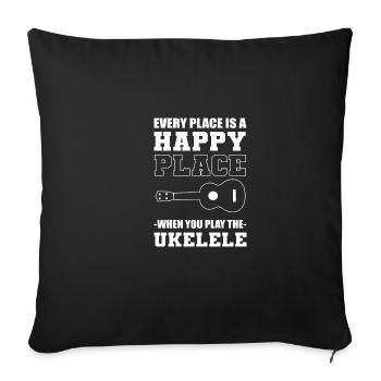 Play the Ukelele Musician Gift - Sofa pillowcase 17,3'' x 17,3'' (45 x 45 cm) - black - Front