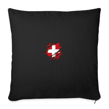 Suisse Suisse Drapeau Suisse Fanshirt Flag Cadeau - Housse de coussin décorative 45 x 45 cm - noir - Devant