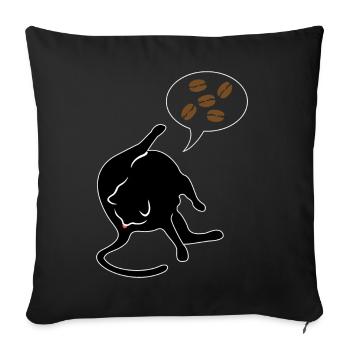 Katze leckt Hintern und denkt an Kaffee Koffein - Sofakissenbezug 45 x 45 cm - Schwarz - Vorne