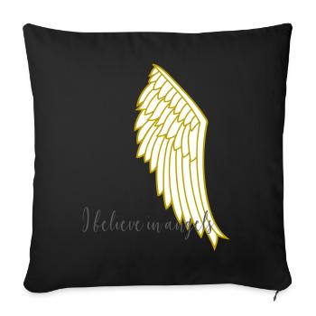 I Believe in Angels / Angel Wings / Wings gold - Sofa pillowcase 17,3'' x 17,3'' (45 x 45 cm) - black - Front