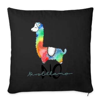Cooles, buntes Lama lustiger Spruch "no probllama" - Sofakissenbezug 45 x 45 cm - Schwarz - Vorne