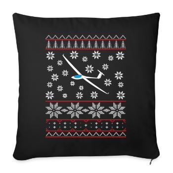 Christmas Segelflugzeug Segelflieger Geschenk ASW - Sofakissenbezug 45 x 45 cm - Schwarz - Vorne