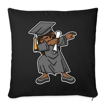 Fille noire étudiant dab diplôme école - Housse de coussin décorative 45 x 45 cm - noir - Devant