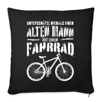 Alter Mann • Fahrrad | Vintage Retro Style - Sofakissenbezug 45 x 45 cm - Schwarz - Vorne