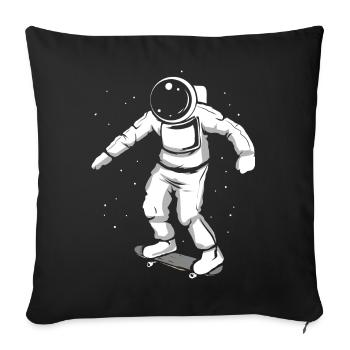 Skateboard | Patineur astronaute - Housse de coussin décorative 45 x 45 cm - noir - Devant