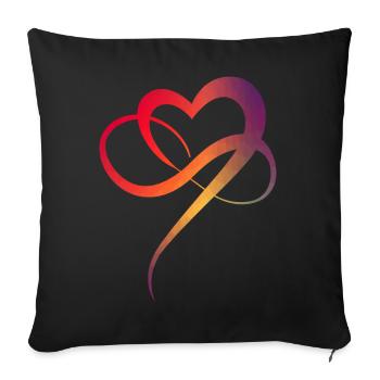 Buntes Herz Symbol Liebe Unendlichzeichen - Sofakissenbezug 45 x 45 cm - Schwarz - Vorne